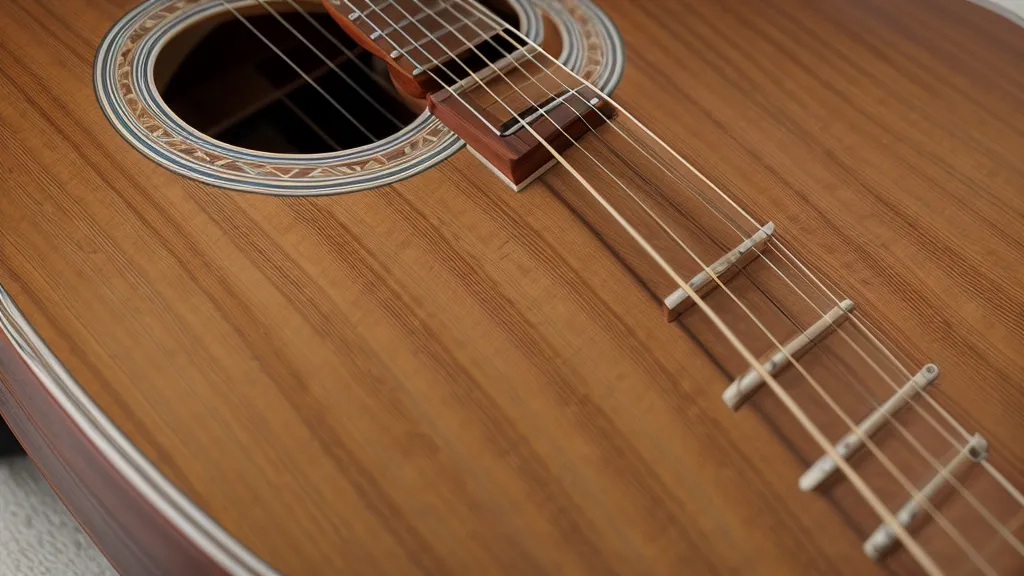 Nahaufnahme einer Gitarre auf einem Ständer in einem modernen Arbeitszimmer