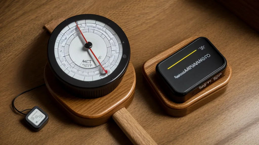 Guitar accessories and metronome on a wooden desk