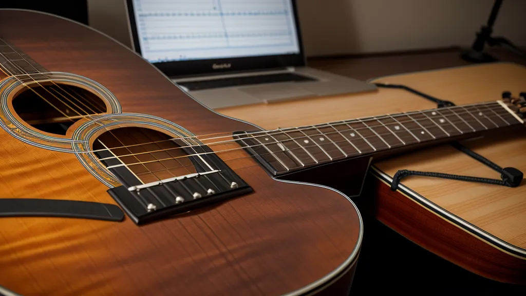 Detailansicht der Gitarrensaiten und des Griffbretts
