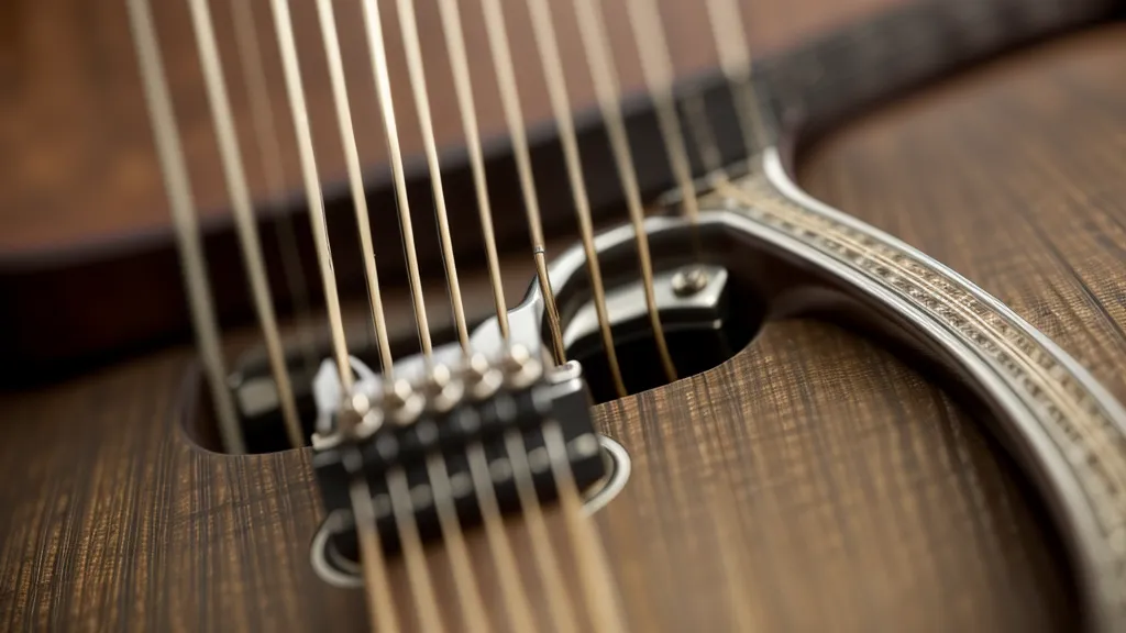 Saitenstärke im Vergleich: 0,009 Zoll E-Gitarrensaiten neben dicken Akustiksaiten