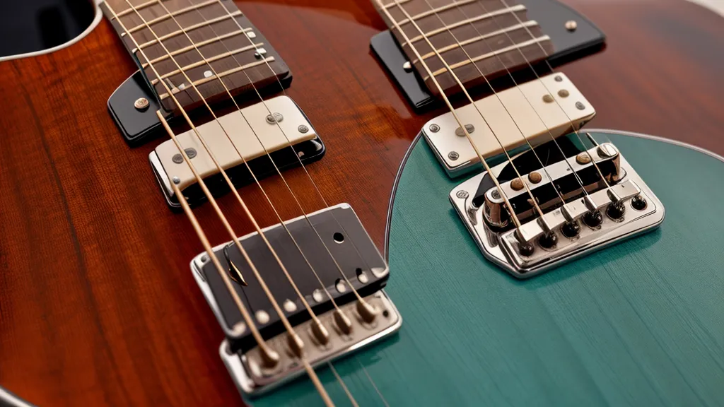 Nahaufnahme eines Clip-On-Stimmgeräts an einer Gitarre mit 440 Hz Anzeige.